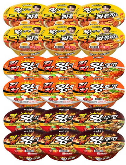 왕뚜껑 라볶이 130g x6개+김치왕뚜껑 110g x6+짬뽕왕뚜껑 110g x6, 18개