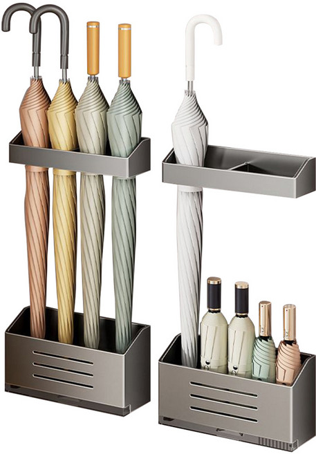 우산꽂이 자석형 장우산 꽂이 우산꽂이대 물받이 포함, 검은색, 1개