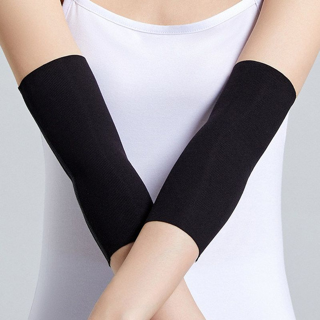 엘보 팔꿈치 보호대 마사지 긴 팔토시, 20cm  검정, L