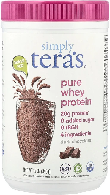 Simply Tera's 순수 유청 단백질 다크 초콜릿 340g(12oz) Tera's (심플리 테라스), Simply Tera's, 순수 유청 단백질, 다크 초 - 쿠팡