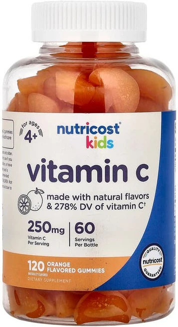 Nutricost 어린이 비타민C 만 4세 이상 오렌지 90mg 구미젤리 120개 NCS-67254, 1개 - 쿠팡