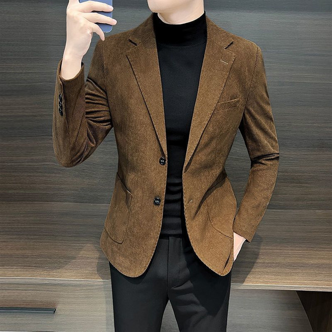 남성 데일리 코듀로이 정장자켓 아우터 슬림 블레이저 캐주얼 싱글 골덴 재킷 코트