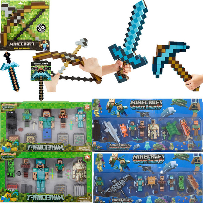 마인크래프트 장난감 굿즈 피규어 세트 관절 캐릭터 세트 무기 망치 화살 검 MINECRAFT, 1개