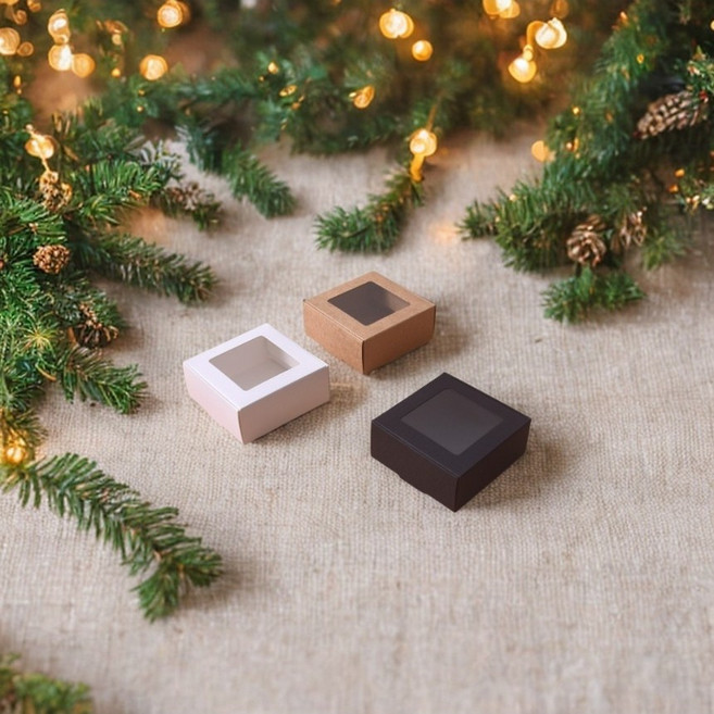 노리스 노리스 투명창 상자 종이 단상자 소형 선물 포장 답례품 쿠키 비누 미니 박스, 화이트 1호