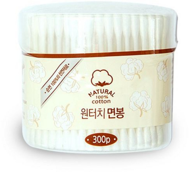 개별포장면봉 멸균면봉 일회용면봉 원터치면봉 300개입/플라스틱면봉/순면위생 면봉/원통케이스, 1개, 300개입