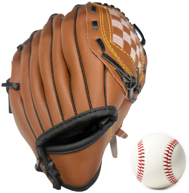 투센 야구 캐치볼 우투 글러브 + 안전야구공, 1개, 브라운