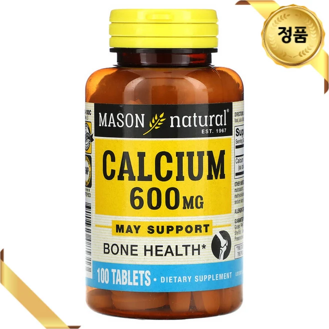Mason Natural 칼슘 600mg 100정 미네랄 글루텐프리, 1개 - 쿠팡