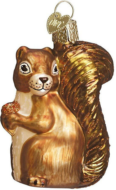Old World Christmas 크리스마스 트리용 배고픈 다람쥐 유리 장식 수제 휴일 장식 야생 동물 컬렉션, Squirrel, 05 Squirrel-Green