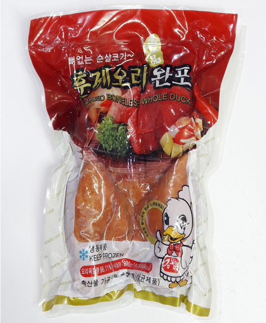 뼈없는 순살코기 훈제오리 완포 900g 건강식 보양식 오리고기 오리육96%, 1개