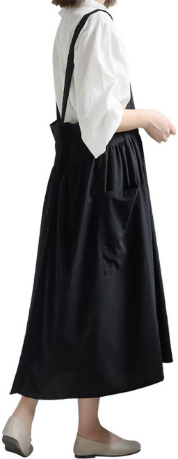 난나 방수 버튼 원피스형 앞치마, 뉴트럴블랙, 1개