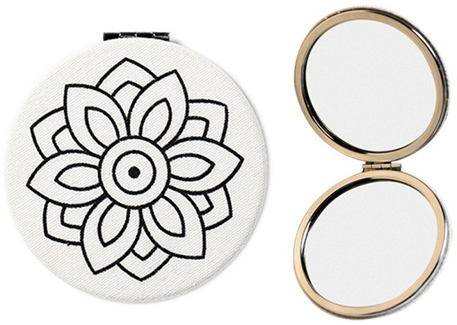 바이오피스 패브릭 손거울 만들기 키트 전통 단청 모란 무늬 꾸미기 diy 체험 문양 도안 무지 색칠 재료 접이식 휴대, 단청 패브릭손거울