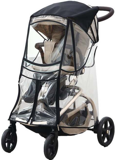 맘네스트 T타입 트라이크 4계절 방풍 레인 커버_타보 트래블러 에이블 스핀 코지 르베르 앨빈 젠 등 호환, 투명, 1개