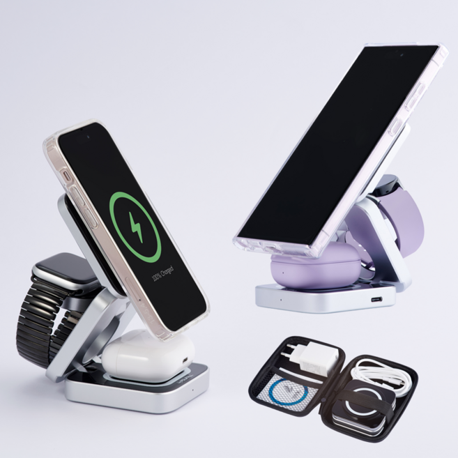 폴리폴 갤럭시 3in1 맥세이프 무선충전기 워치8 z플립7 폴드7, 1개, 갤럭시 워치 호환