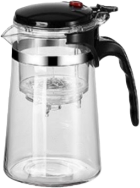 玻璃茶水壺 附濾網 一鍵濾茶 茶水分離耐熱玻璃壺, 1個, 飄逸杯-1000ML