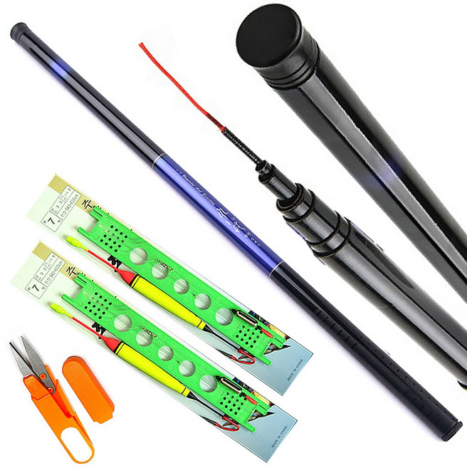 바다 민물 겸용 민장대 세트 (민장대1개+채비2개+쪽가위1개 세트) 찌낚시 민장대채비 초보자 어린이 여성 장대 민대 270 360 450 540 조립낚시 고등어 전갱이 잡어 짬낚시, 민장대270+채비2개/쪽가위1개