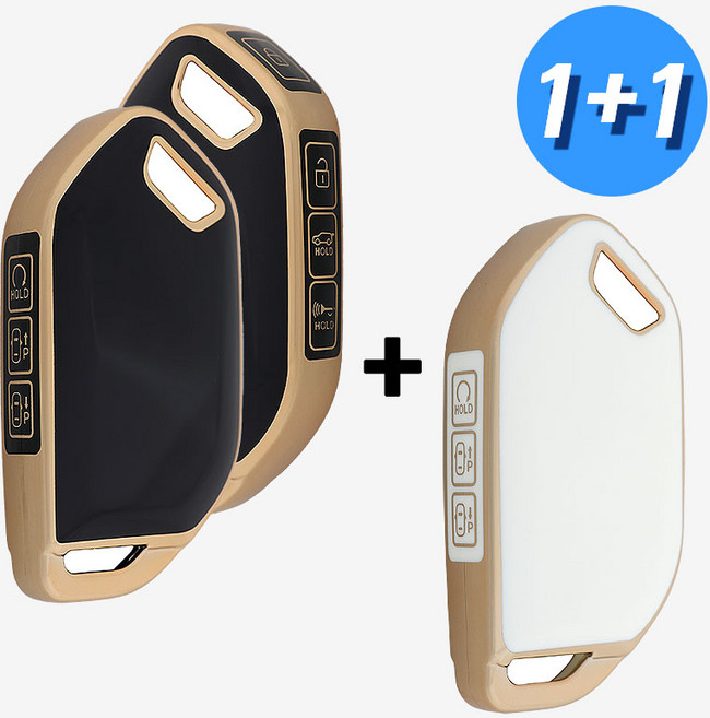 (1+1) 기아 차 키케이스 키커버 기아 호환 TPU, KIA-12(O타입), 블랙+아이보리