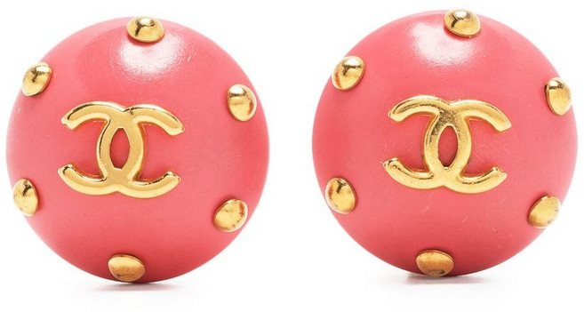 샤넬 중고 1996 CC 로고 버튼 클립온 이어링