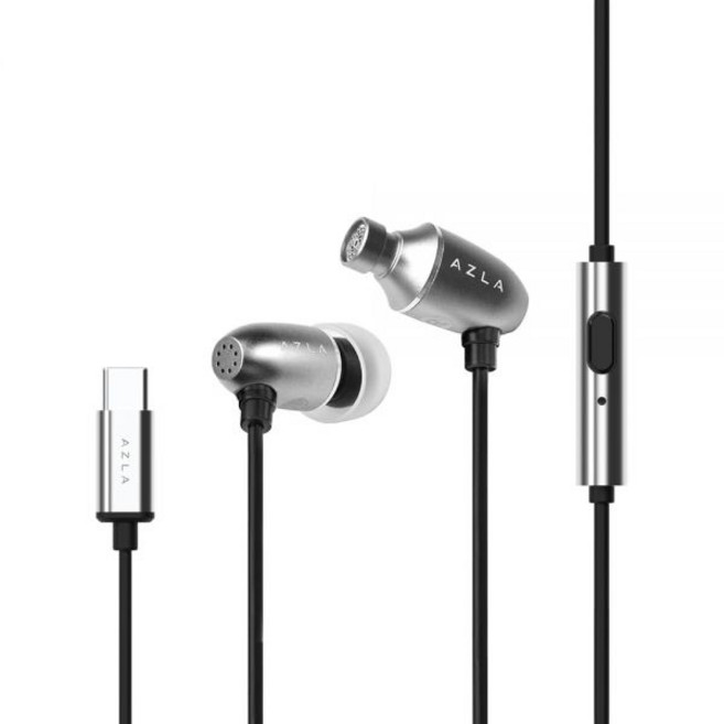AZLA AIM C 데일리 USB-C 유선 이어버드마이크 포함 - 크리스탈 클리어 사운드 편안한 착용감 DAC iPhone 호환15 호환16 이어버드블랙용 이어폰, Silver