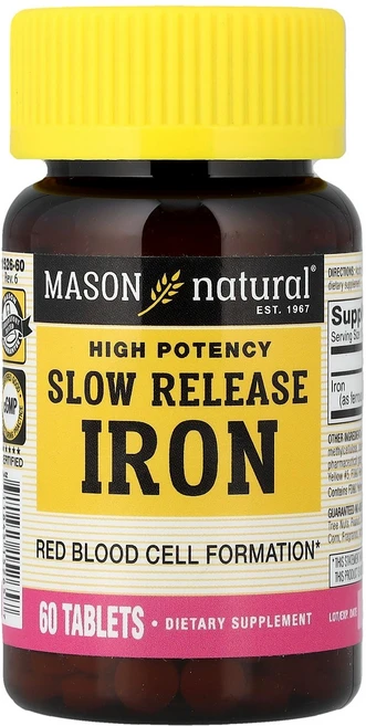 메이슨 내추럴 Mason Natural 서방형 철분 고효능 60정1정당 50mg138384원산지:기타, 메이슨 내추럴 Mason Natural, 서방형 철분,, 1개 - 쿠팡