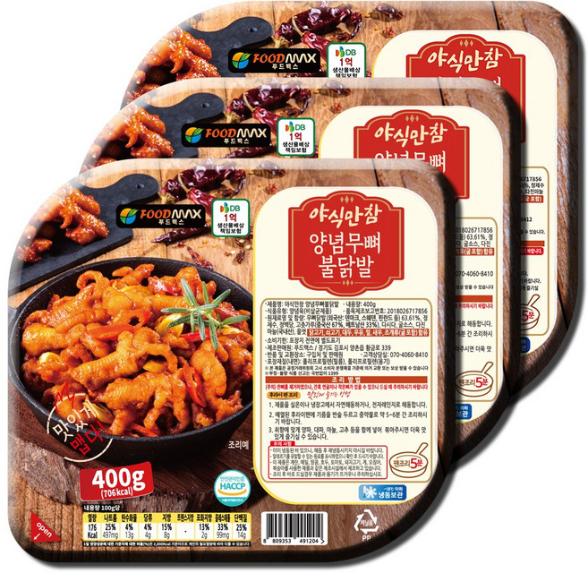야식만참 양념무뼈불닭발 400g, 3개