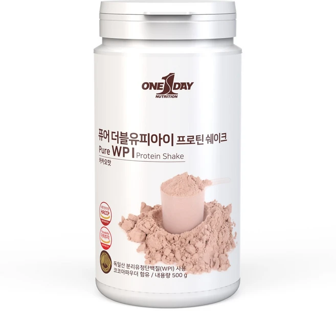 원데이뉴트리션 카카오맛_분리유청 단백질 유청 동물성 퓨어 WPI 프로틴 쉐이크 500g, 1개 - 쿠팡