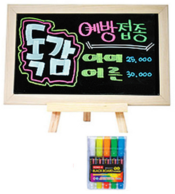 (주)대상플러스 미니 블랙보드+5색마카+미니이젤, 동아5색마카+미니이젤