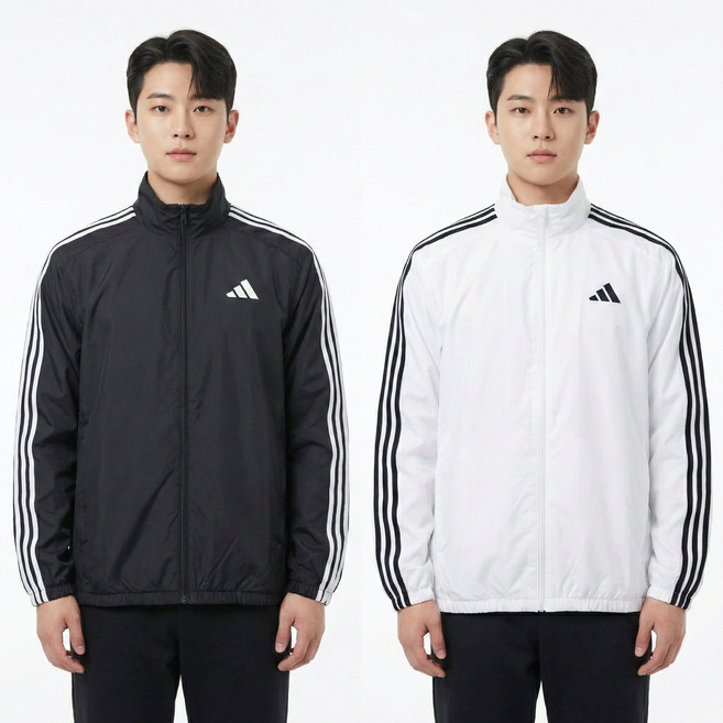 아디다스 남성 바람막이 3스트라이프 트리콧 안감 경량 윈드 재킷