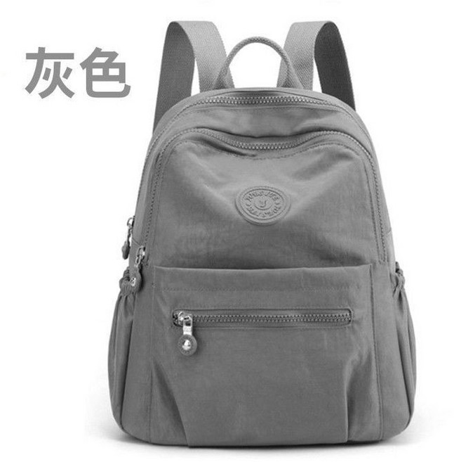 防水牛津布多隔層後背包 長30寬15高32cm 耳機孔設計 休閒旅行雙肩包 灰色, 210-水彩紋灰色