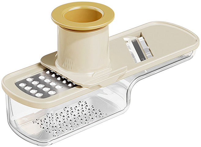 多功能三合一刨絲器 刨絲/切片/研磨 附收納盒 廚房料理備料, 米白, 1個