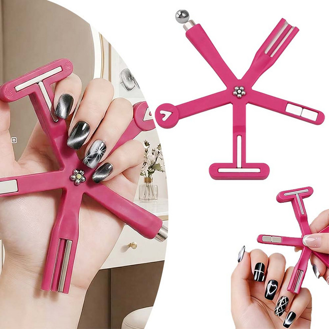 루베이 6in1 캣츠아이 자석 네일 도구 빠른 구현 효과 초보자 쉬운 사용 네일/젤네일/네일 도구, 1개, 붉은색