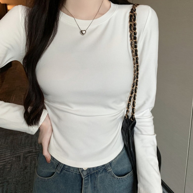 뉴욕멋쟁이 노지 라운드 무지 슬림 티셔츠