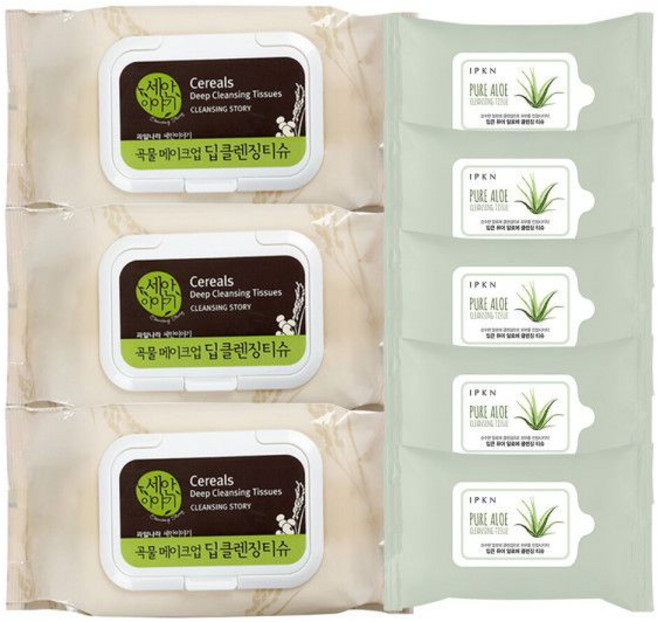 1+1+1 세안이야기 곡물 클렌징티슈 10부터 15팩 입큰 퓨어 알로에 클렌징 티슈 과일나라, 04_입큰 클렌징티슈 200매 (20매 x 10팩)