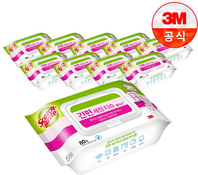 스카치브라이트 간편세정티슈 플러스 80매, 10개