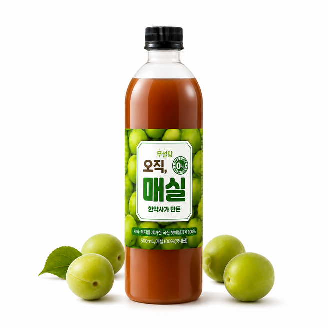 오직 매실 무설탕 매실원액 - 한약사가 만든 국산매실100% 오직매실 슈거프리 매실액 매실청 임산부 입덧 당뇨 입마름, 1개, 500ml