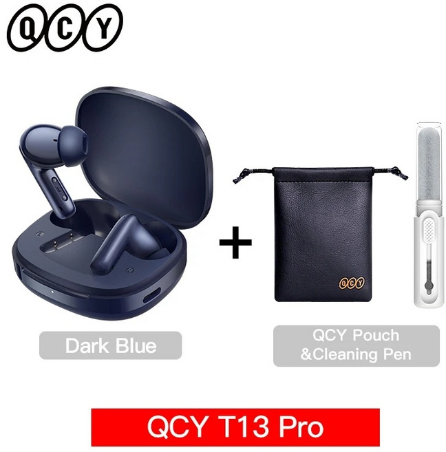 QCY T13 Pro 무선 이어폰 블루투스 ANC 노이즈캔슬링, 블루 액세서리 포함
