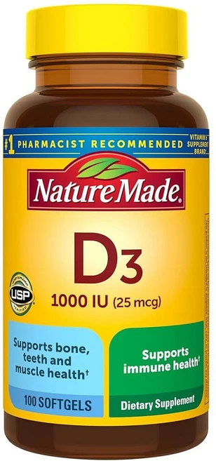 네이처메이드 비타민 D3 1000IU 캡슐 100정, 1개 - 쿠팡