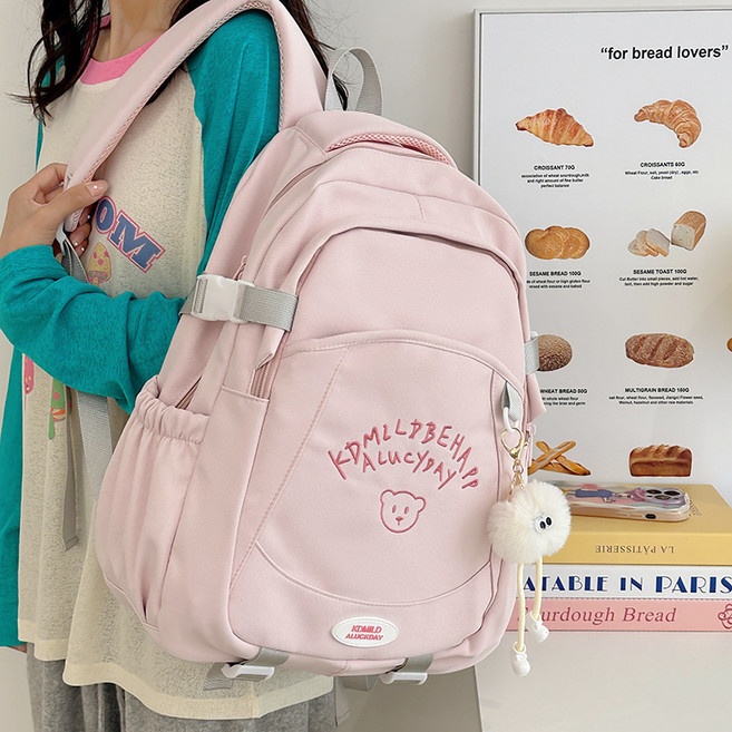 YUEMEIYD 초중고생 곰도리 책가방 입학 선물 캐주얼 가벼운 키즈백팩 남여공용+키링인형