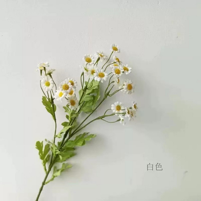 小雛菊洋甘菊仿真花小花束30頭 居家裝飾花飾擺件, 白色, 1個