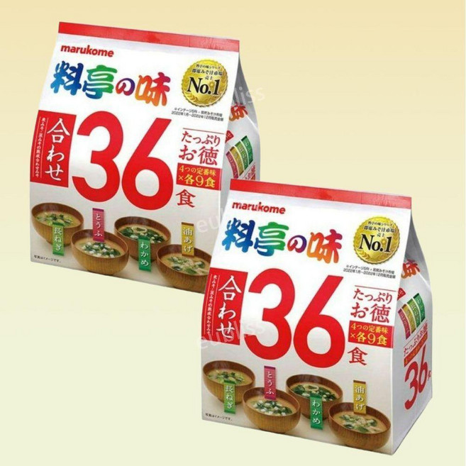 일본 마루코메 요리정의 맛 4종 모듬 미소된장국 간편식 36개입 x 2팩, 648g, 2개