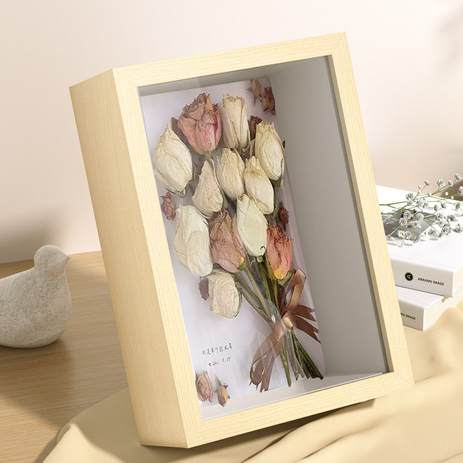 특이한 디자인 액자 인테리어 독특한 개성 아트 포토 프레임 장식액자 거실장식 엔틱, 1개, 우드5cm 리본+접착제+LED스트립+뒷면종이