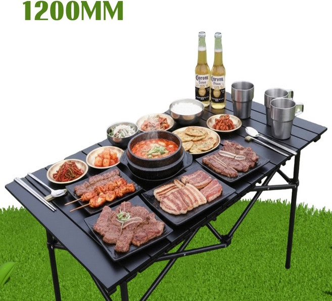 마스프렌즈 접이식 야외 캠핑 철제 테이블 대형, 블랙