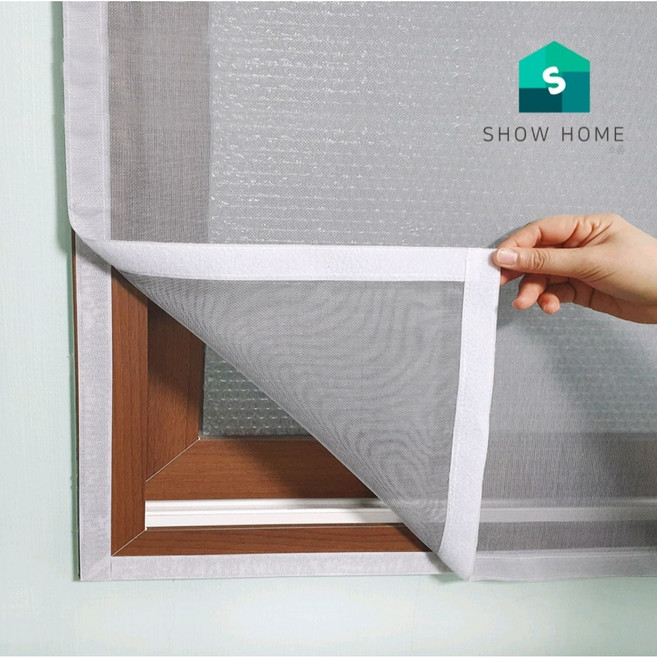 쇼홈 맞춤 방진 방충망 창문 베란다 벨크로 모기장 셀프 시공 일반촘촘망, 회색, 120cm x 140cm, 1개