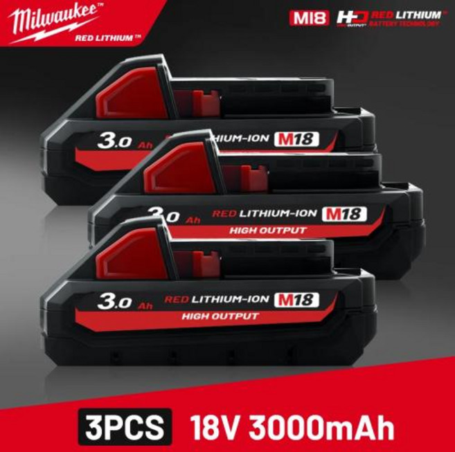 Origina Milwaukee M18 18V 배터리 12.0Ah15셀 리튬 이온 충전기 충전식 배터리 48-11-1815 48-11-1850 교체용 배터리, 19 18V M18HD-3.0X3
