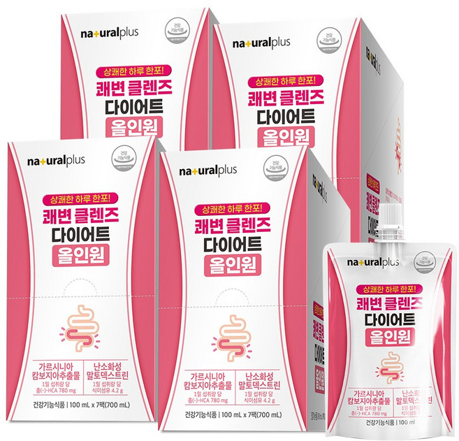 내츄럴플러스 쾌변 클렌즈 다이어트 올인원 / 식이섬유 가르시니아 배변활동 원활, 700ml, 4박스