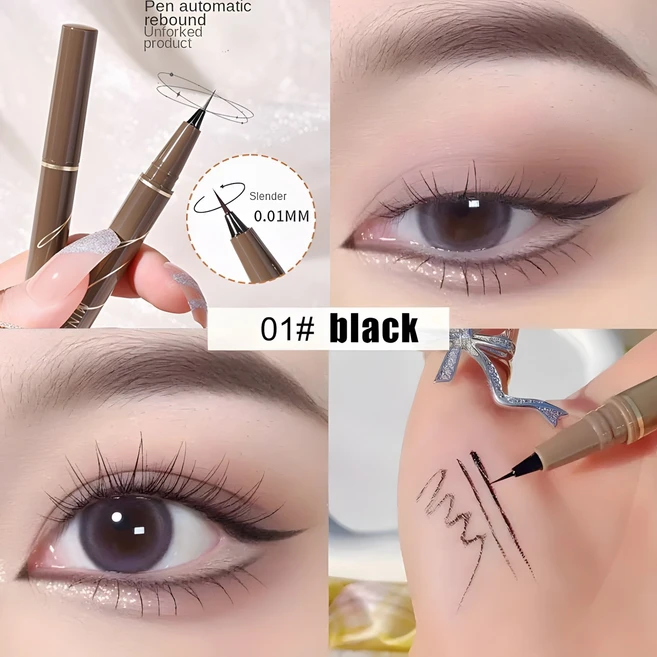 라이너 0.01mm 울트라 슬림 액상 펜 엑스트라 눈썹 방수 전문 땀 방지 연필 론, [02] Color01Black, 1개 - 쿠팡