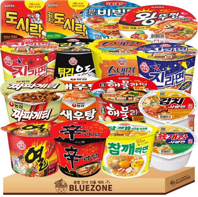 큰컵라면 용기 B세트 진라면매운 진라면순한 참깨라면 스낵면 열라면 오뚜기튀김우동 신라면 새우탕 짜파게티 육개장사발 김치사발 해물라면 팔도비빔 도시락 김치도시락 왕뚜껑 라면스틱, 1개
