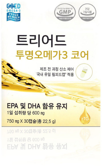 셀로닉스 트리어드 투명 오메가3 코어 750mgX30캡슐X3개+10캡슐X3개, 30정