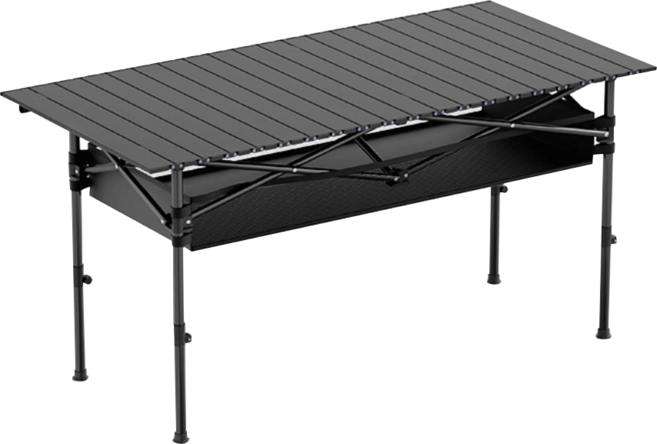 蛋捲桌 折疊桌 露營摺疊桌, 升降款黑色