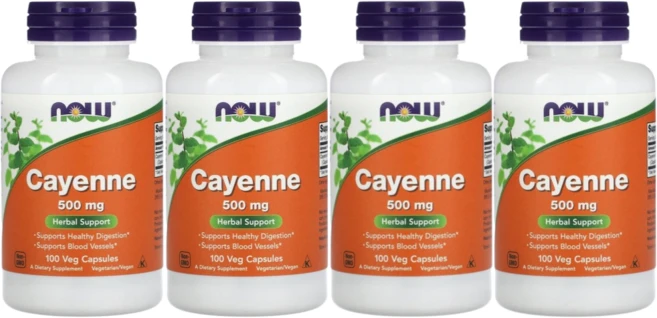나우푸드 카이엔 500mg 베지 캡슐 100정, 4개 - 쿠팡