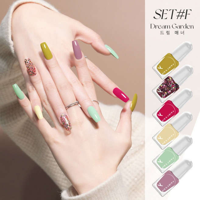 무자극 수성 매니큐어 필오프 네일 6종 여행용 세트, 1개, 12g, F